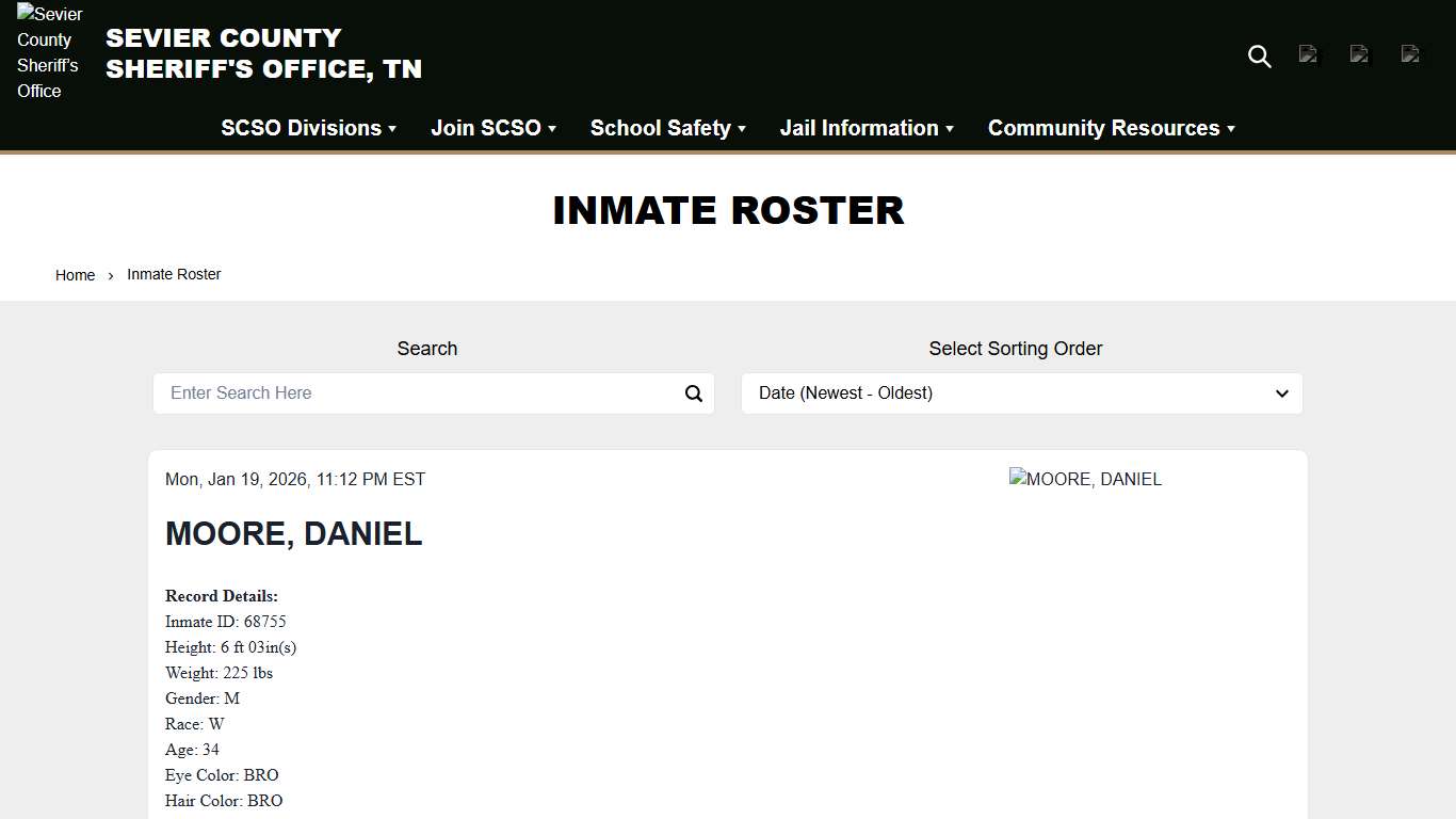 Inmate Roster | Sevier County Sheriff’s Office