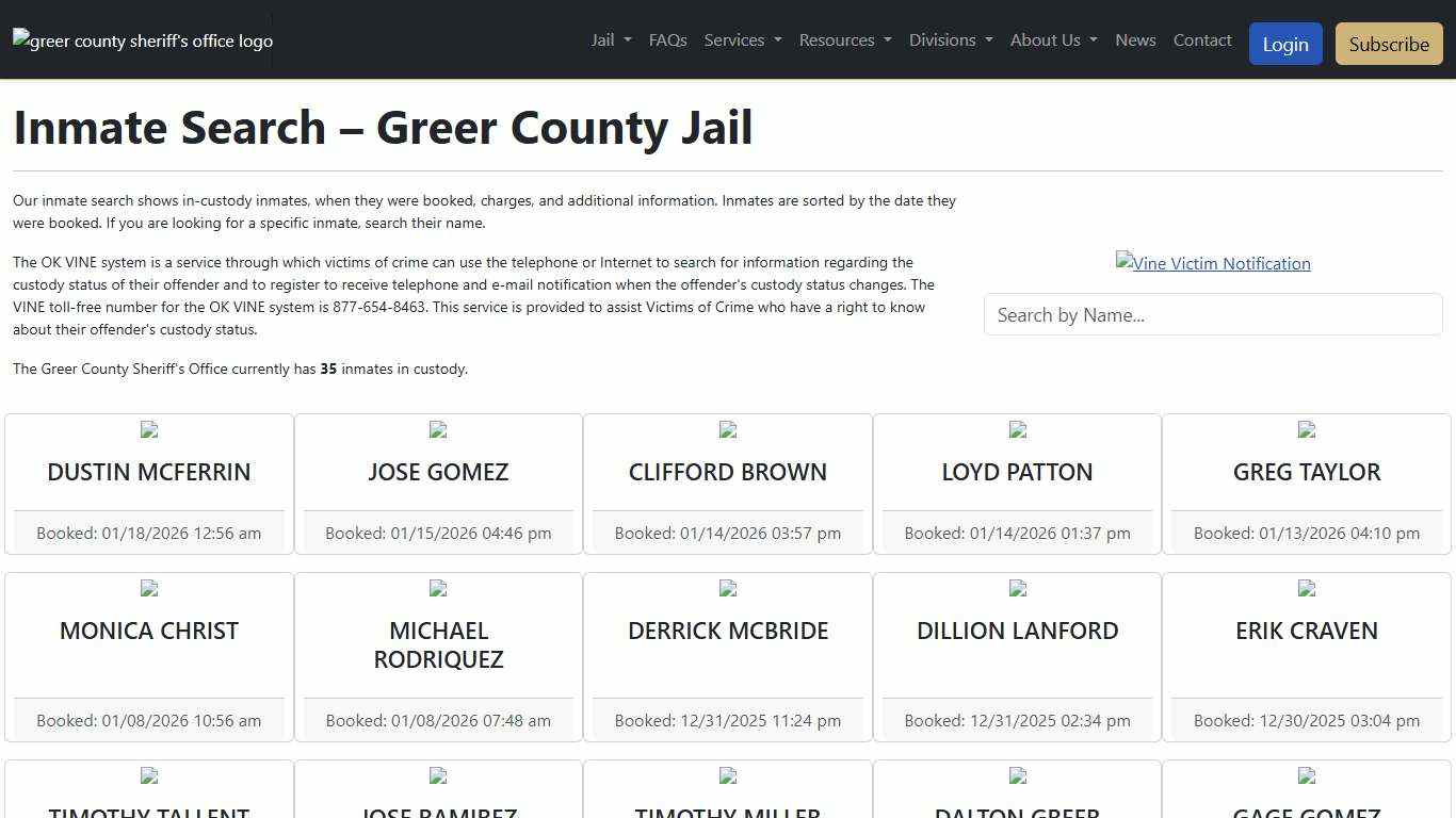 Inmate Search | Greer County Sheriff's Office